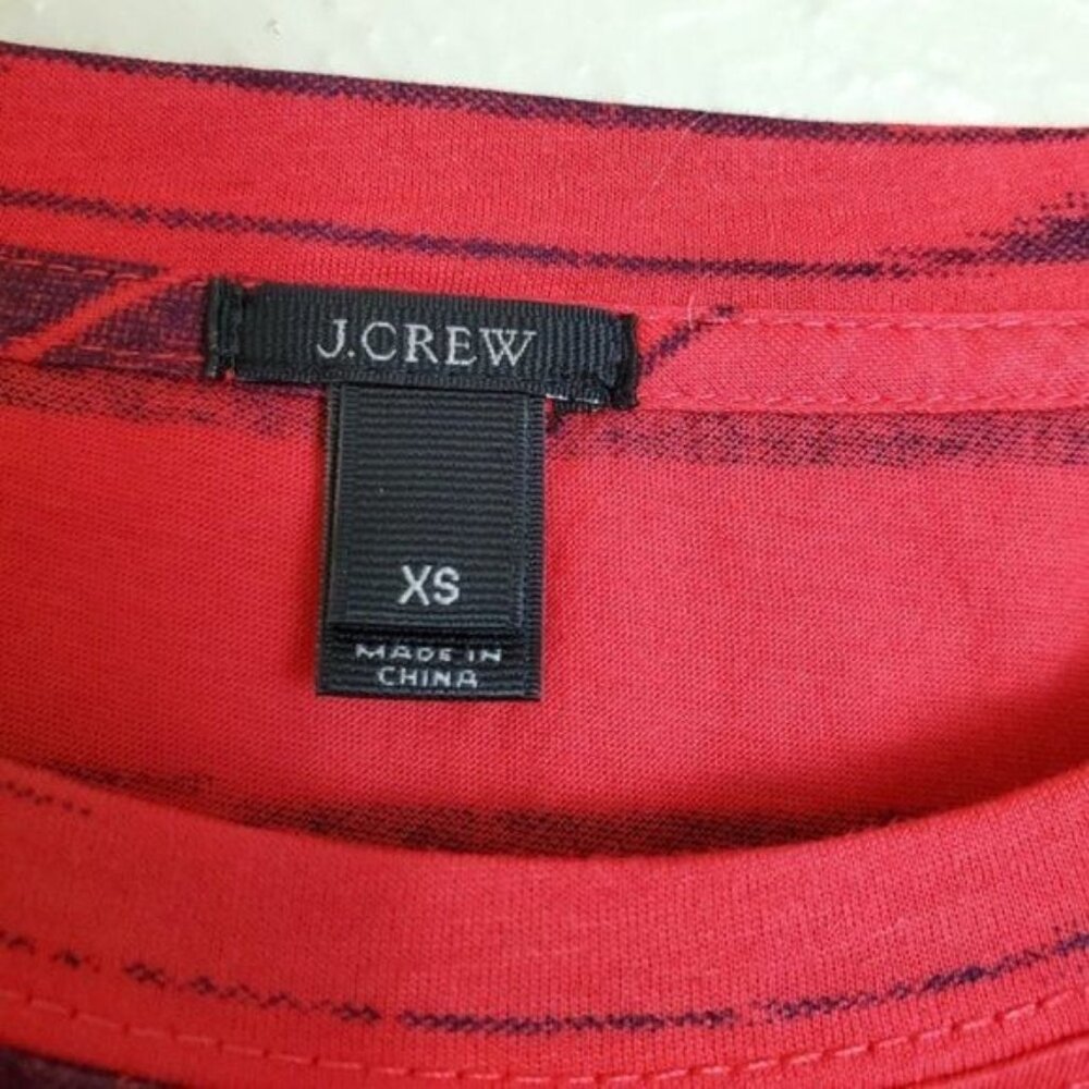J. Crew Ikat Southwestern Striped 3/4 Blouse Top Red XS X Small Pullover Cotton - Picture 3 of 5